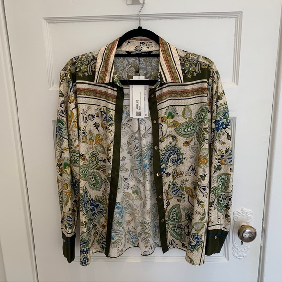 Zara flowy printed button-up shirt, size M - Picture 5 of 7